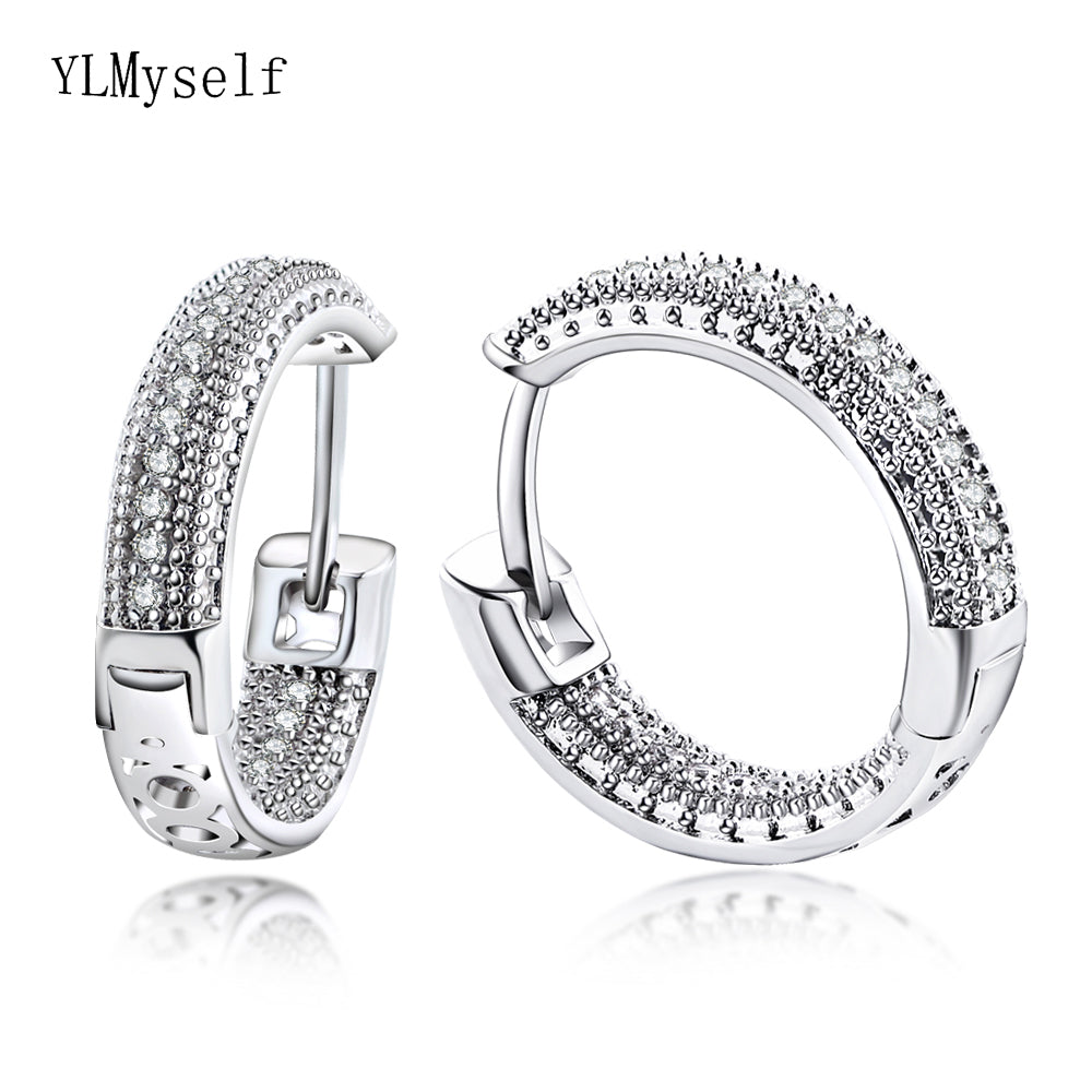 Hot sale daily wear white hoop earrings shiny jewelry statement jewellery top quality fast shipping female circle earring