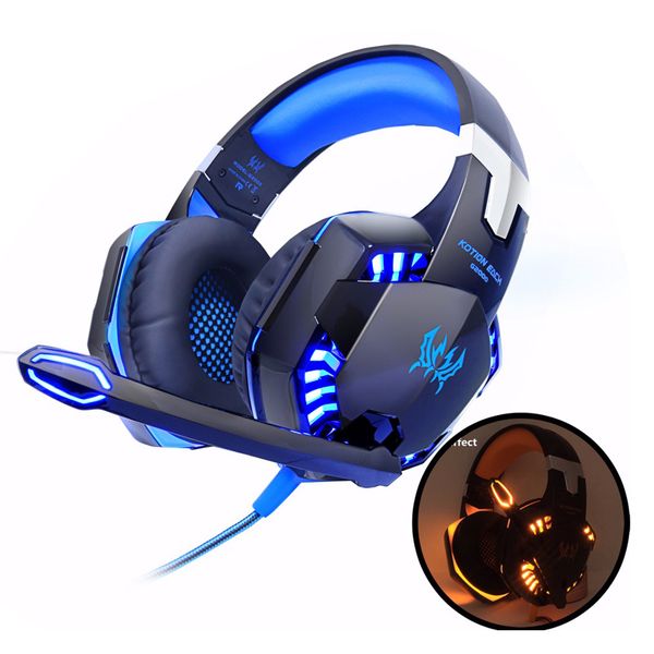 EACH G2000 Gaming Headphones Computer Stereo Over-Ear Deep Bass Game Earphone Headset Headband Earphone with Mic LED Light for PC LOL Gamer