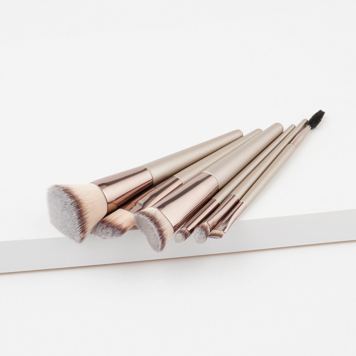 6Pcs Champaign gold Makeup Brushes kit wood handle Synthetic Hair cosmetics brush for Eye shadow blush loose powder DHL Free