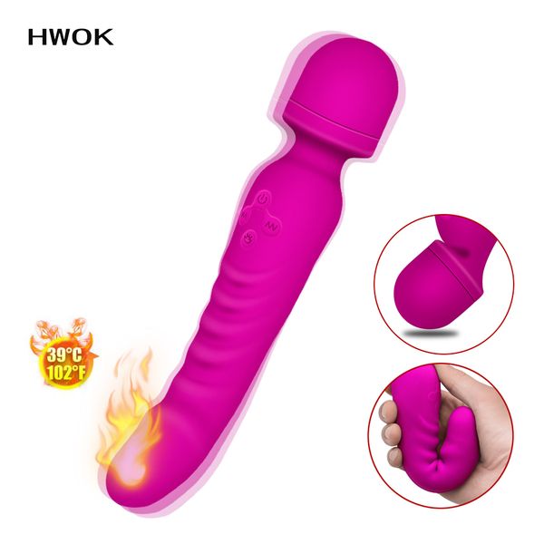 Soft Heating Dildo Vibrator toys for adults 7 mode Vibrating Vagina and anus masturbator Massager waterproof silicone erotic toy Y1890803