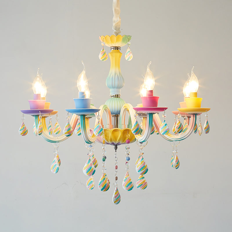 Restaurant Color Crystal Chandelier American Living Room led Lamp Children&#039;s Bedroom Crystal Pendant Lamps European Style Candle Chandeliers