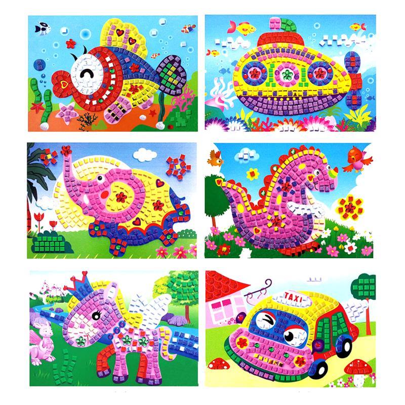 10 Pcs 3D Puzzles Wholesale Foam Mosaics Sticky Crystal Art Princess Butterflies Sticker Game Kids Best Gift