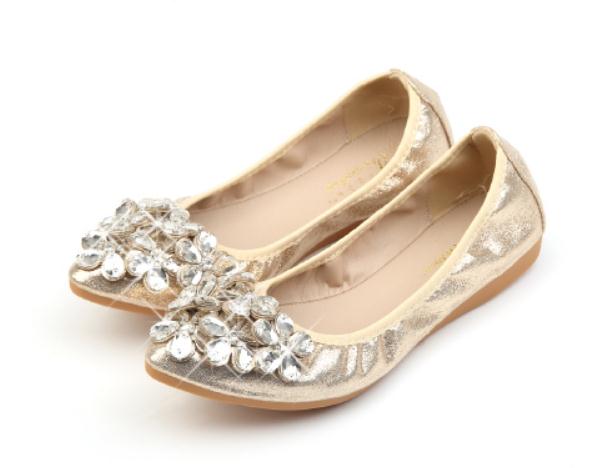 Free send 2018 autumn water drill pointed end flat bottom Women&#039;s Shoes