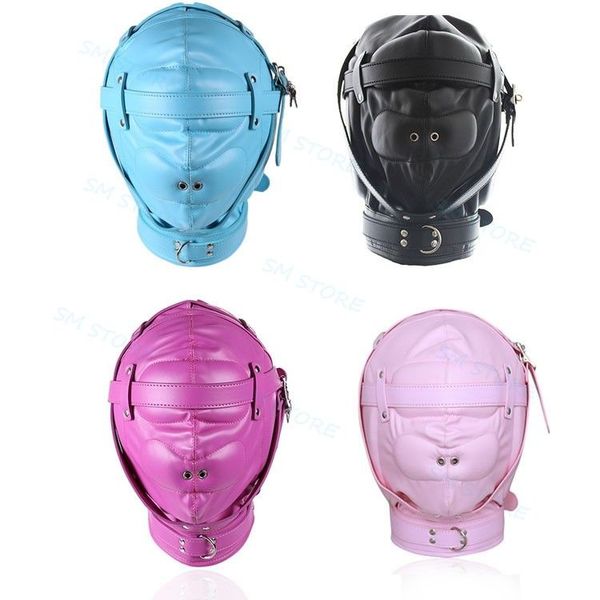 Bondage Faux Leather Gimp Hood Head Mask Blindfold Slave Rolyplay Headgear Full Blinded #R87
