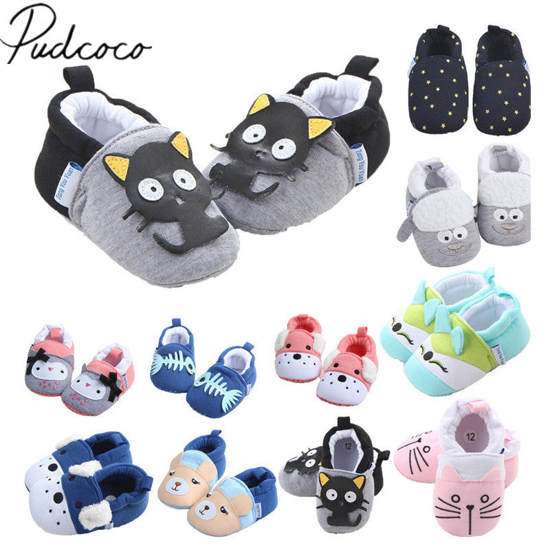 mix style wholesale 30 pairs newborn baby boys girls animal infant cartoon soft sole nonslip cute warm first walkers toddler shoes