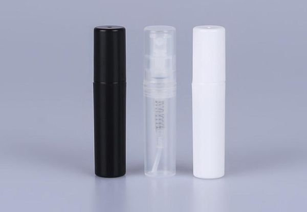 2ml Mini Sample Portable Plastic Perfume Bottle Transparent Black White Color Spray Refillable Bottle Clear Empty Small Bottles SN1540