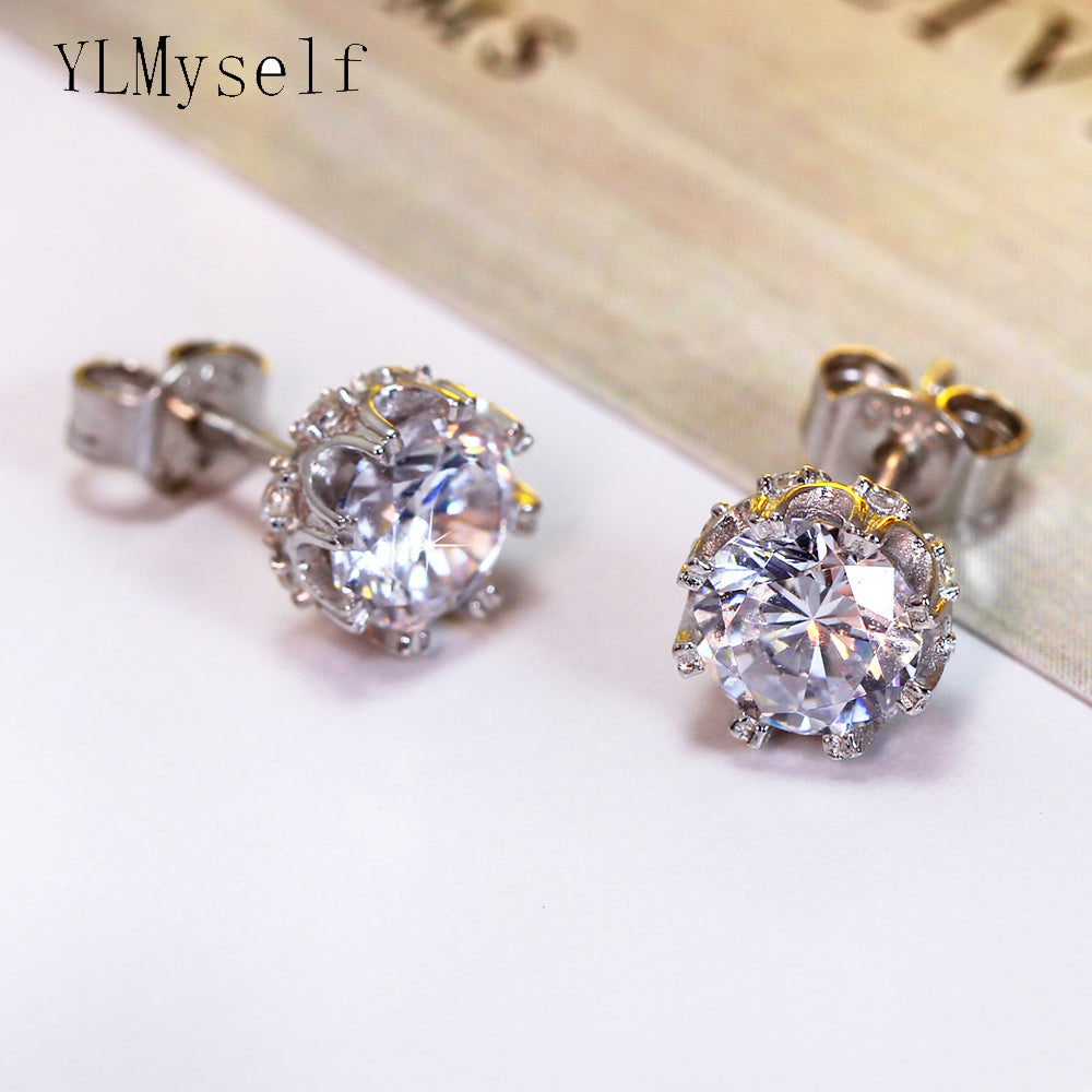 925 silver earrings 7mm round cut stone OL jewelry jewellery best gift for her elegant small stud earring