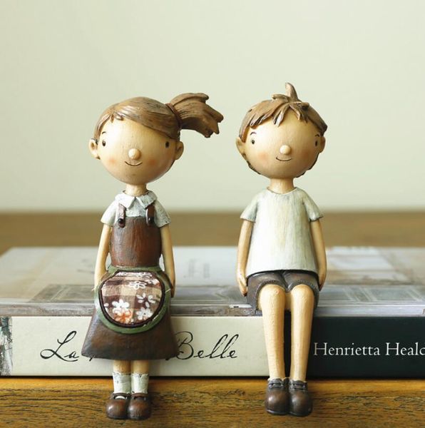 Nordic creative resin cute dolls figurine dolls for girls boy birthday present home decor crafts room decoration resin statue