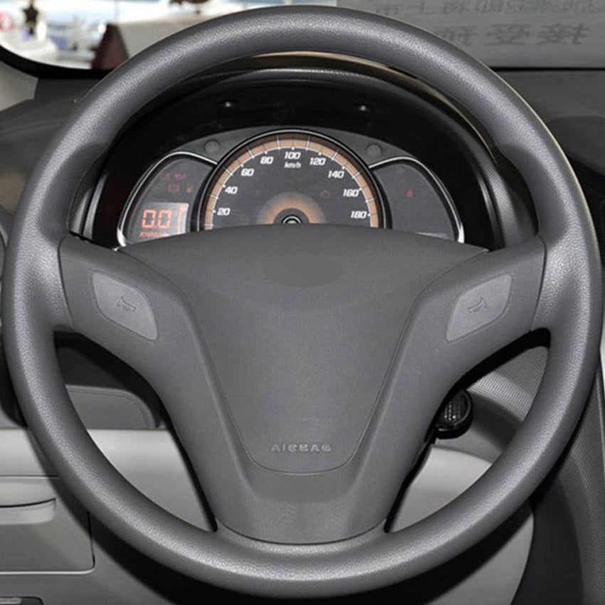 Black Leather Hand-stitched Car Steering Wheel Cover for Chevrolet Sail 2010-2014