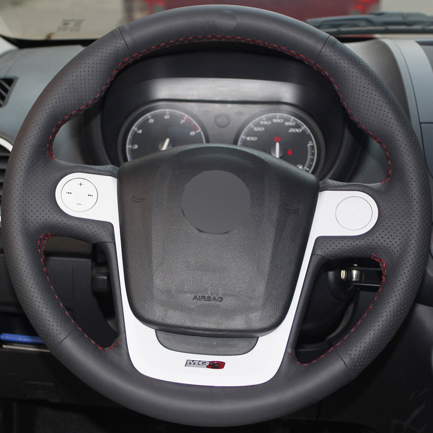 DIY Hand-stitched Black Genuine Leather Car Steering Wheel Cover for MG MG3 MG 3