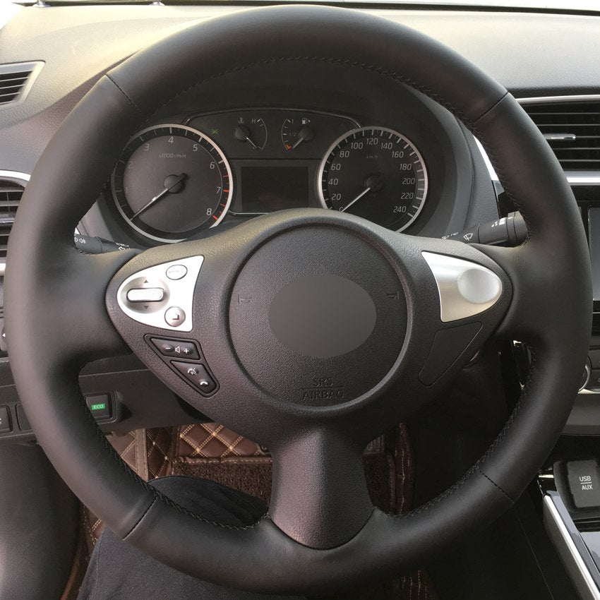 Car Steering Wheel Cover Black Genuine leather for Infiniti FX FX35 FX37 FX50 Nissan Juke Maxima 2009-2014 Sentra 2016 2017