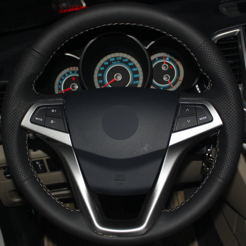 Black Artificial Leather Hand-stitched Car Steering Wheel Cover for Changan CS35 EADO