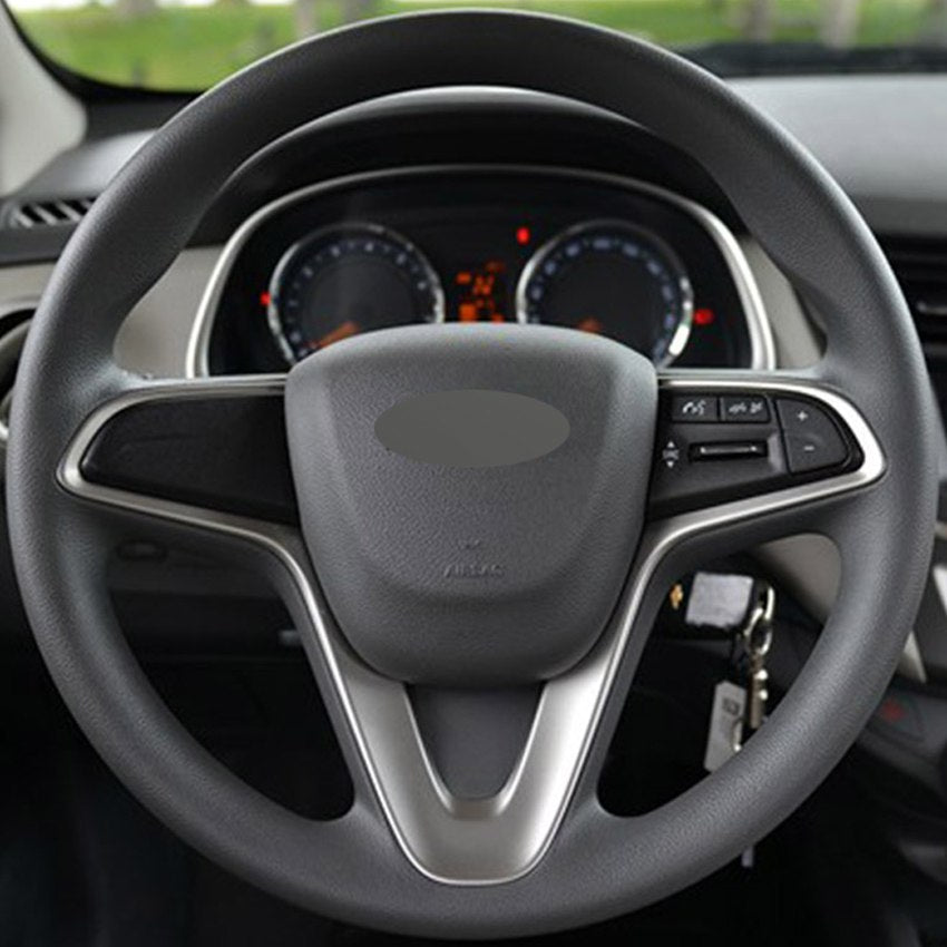 Black Leather Hand-stitched Car Steering Wheel Cover for Chevrolet Sail 2015-2017 Lova Aveo 2016 2017 Cavalier 2016 2017