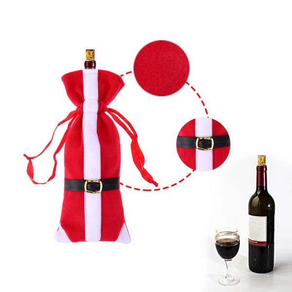 1PC Christmas Wine Bottle Cover Bag Santa Claus Christmas Dinner Table Decoration Bottle Covers Home New Year Party Decor free shipping hot
