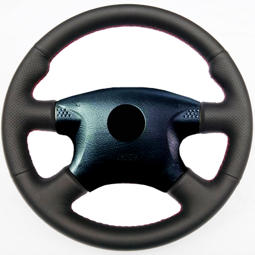 Black Leather Hand-stitched Car Steering Wheel Cover for Nissan Almera 2000-2003
