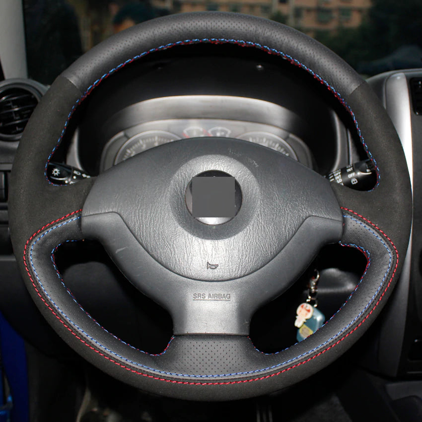 Black Genuine Leather Suede Car Steering Wheel Cover for Suzuki Jimny Car Special Hand-stitched covers