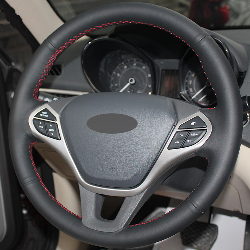 DIY Hand-stitched Car Steering Wheel Cover Black Genuine leather for Chery Arrizo 7 Arrizo 7e