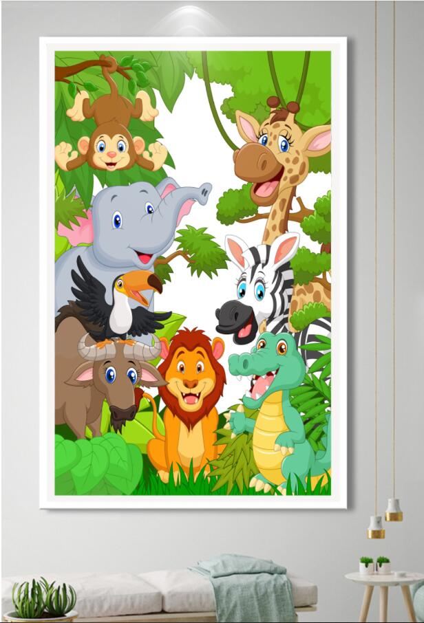 3d wallpaper custom photo HD 3D cartoon animal forest children&#039;s room porch background painting decorative muals wall paper for walls 3 d