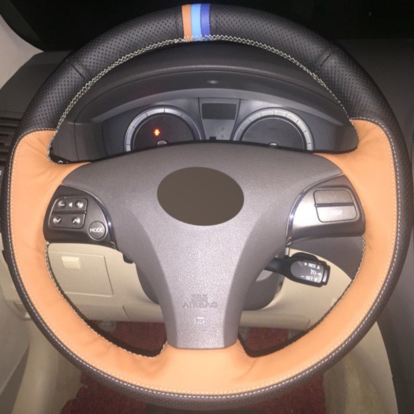 Black Orange Genuine Leather Car Steering Wheel Cover for Lexus ES240 ES250 ES300 ES350 2007-2012 Lexus GS350 GS450h GS460