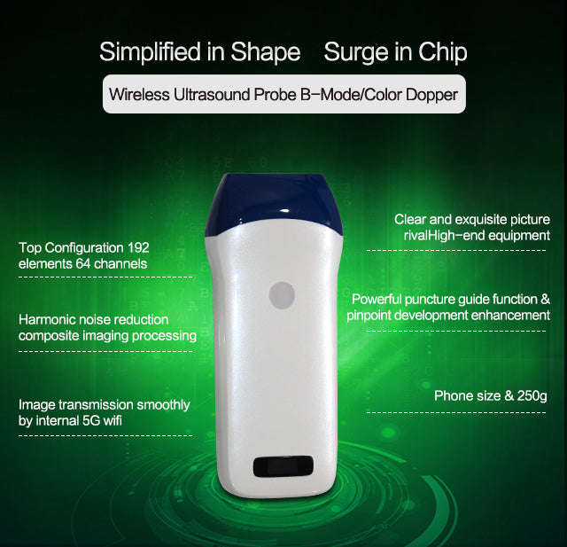 Wireless Mini Ultrasound Scanner showing image in smart phone-tablet through Wifi transferr Built-in and replaceable battery
