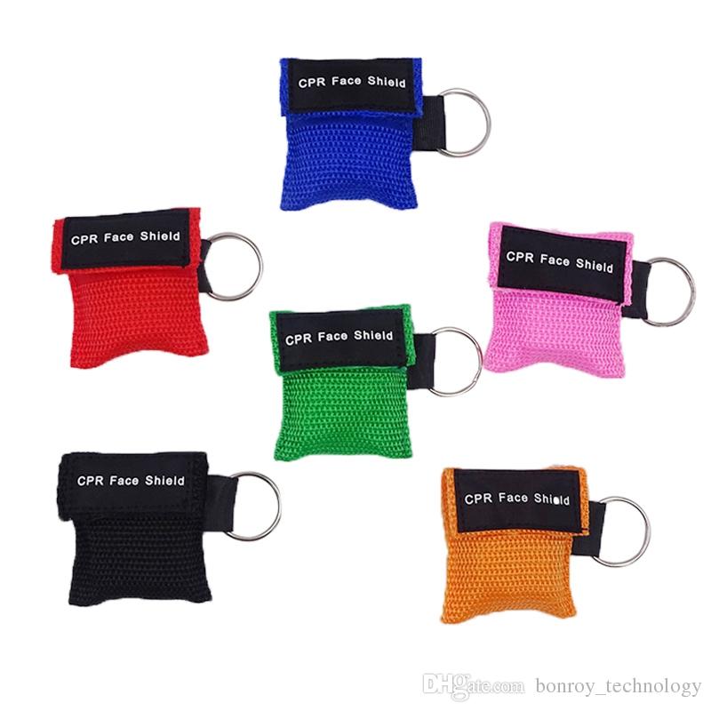 CPR Mask With Keychain CPR Face Shield For CPR-AED Training First Aid Rescue Survial Kit 6 Color For Chosen
