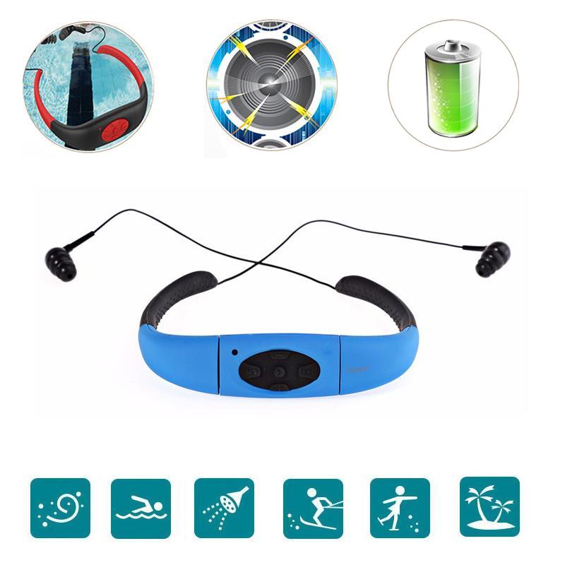 Outdoor Sport Water Resist Mp3 Player With FM Radio And Memery Card Music Playing Headphones Earphone Headset For Swimming Surfing Bicycling