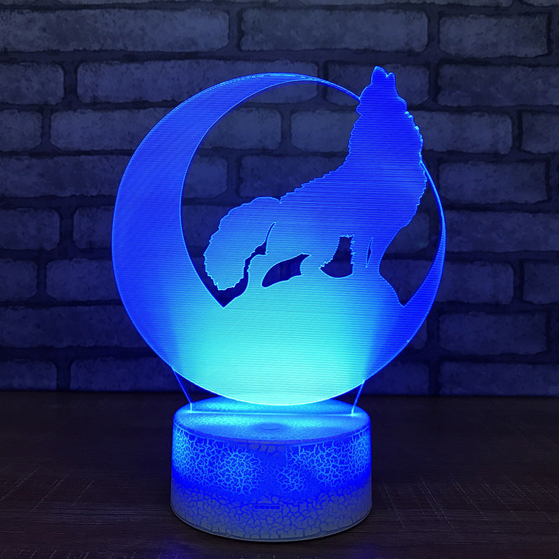 Wolf 3D Acrylic LED Night Light Touch 7 Color Change Desk Table Lamp Party Decorative Light