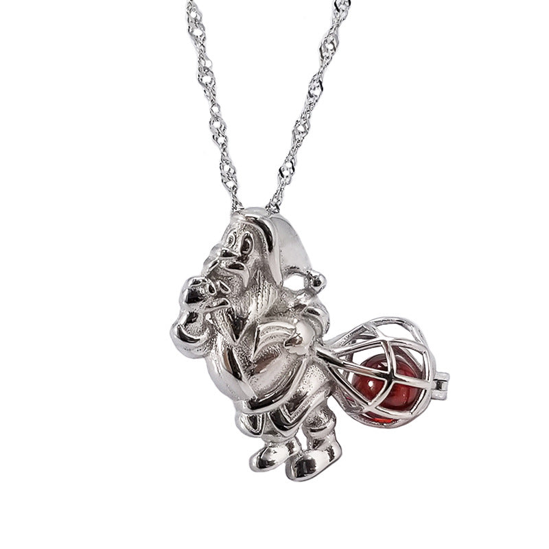 European and American bead cage Pendant DIY accessories S925 pure silver Santa Claus necklace box magic buckle jewelry