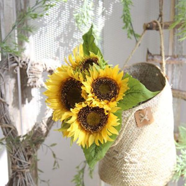 Sunflower Bouquet Silk Flower Home Decor Fake Flower Hand Bouquets Artificial Plants Wedding Display Decorations 7 Heads-bouquet