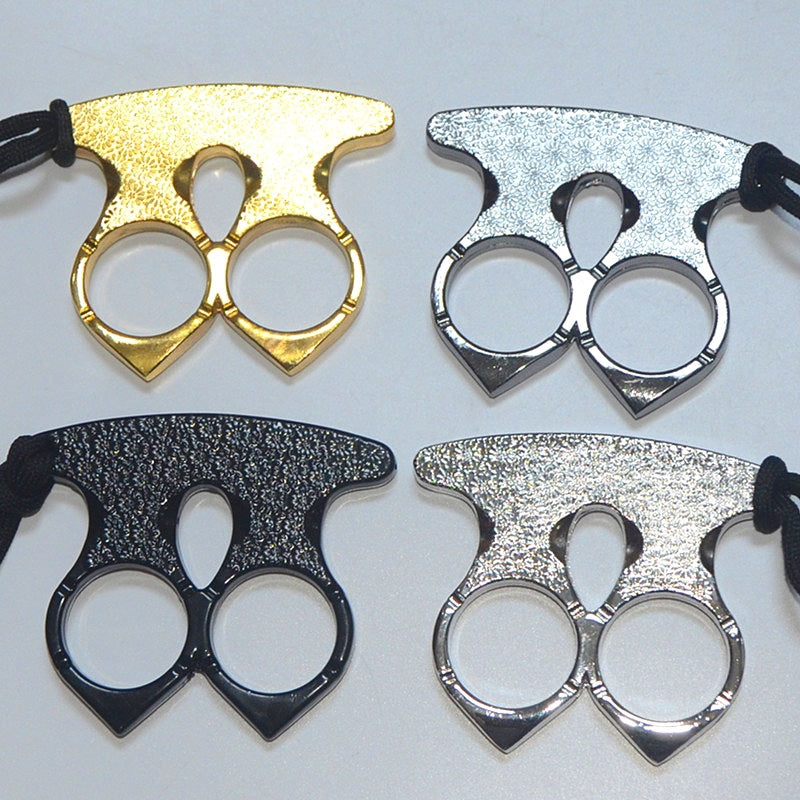 5PCS 4Colors EDC thick Brass Knuckle Duster Alloy Key Chain Double Fingers Protective Gears Self Defense Survival camping equipment