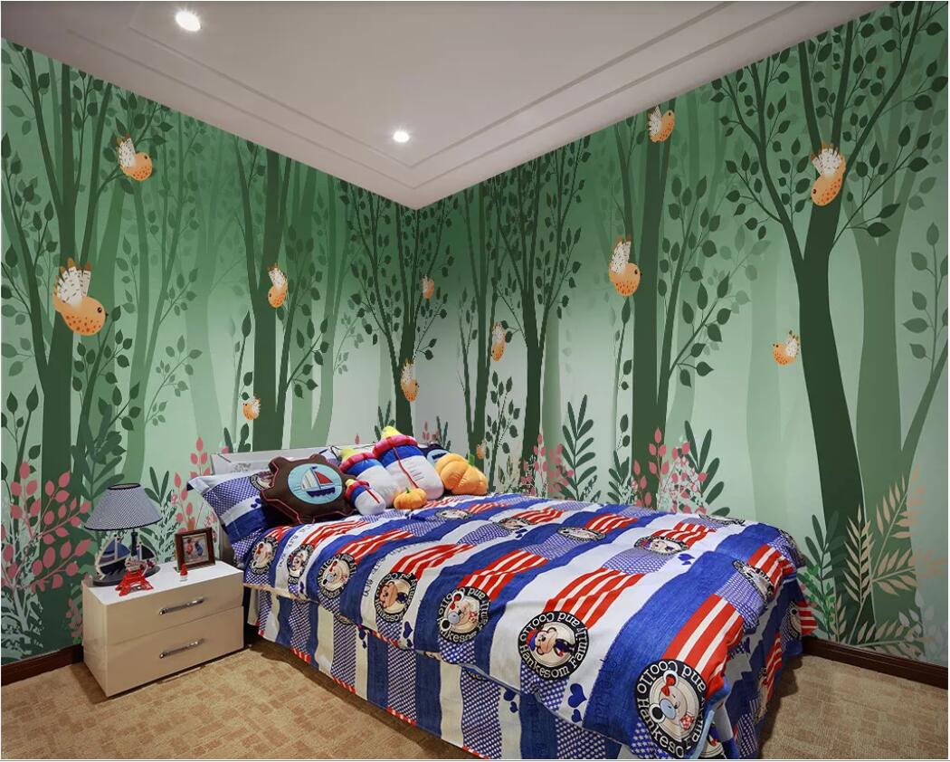 3d room wallpaper custom photo mural Children&#039;s room cartoon forest bird flowers and plants whole house background wallpaper for walls 3 d