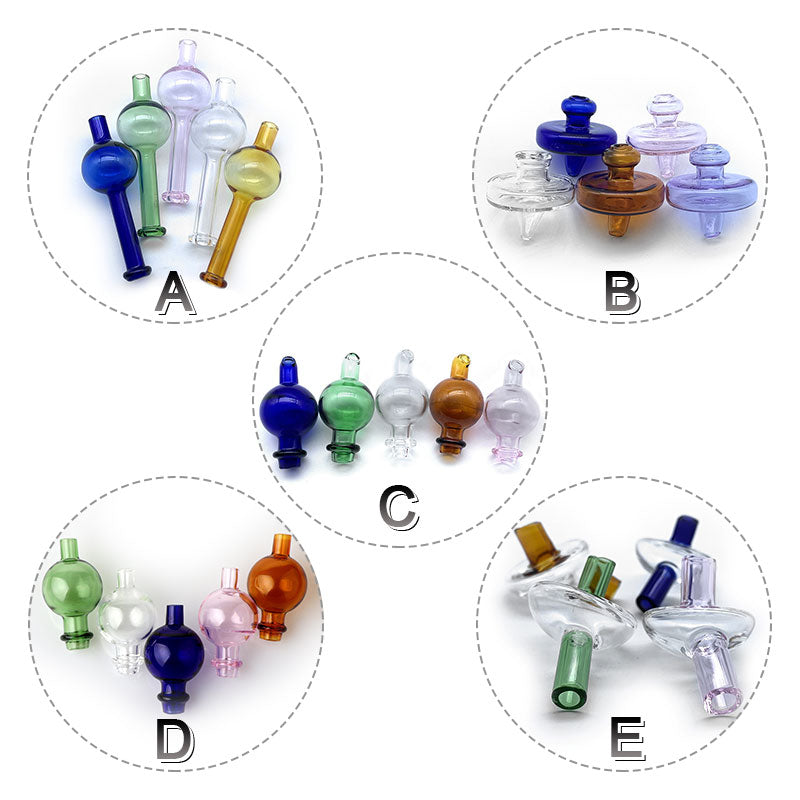 5 Styles Glass Carb Caps Directional Bubble Ball Cap UFO Cap Colorful Glass Carb Caps For Quartz Banger Nails Water Bongs Dab Rigs