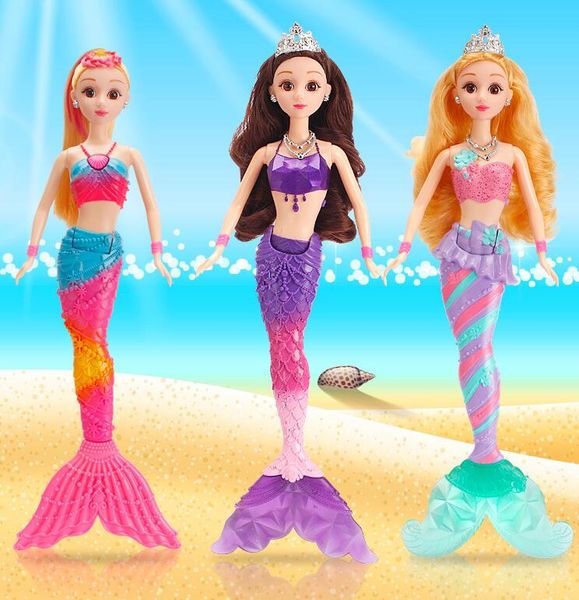Original Brand Colorful Lights Mermaid Doll 35cm Princess Barbie Dolls for Girls Toys Best Children Gift With Color Box