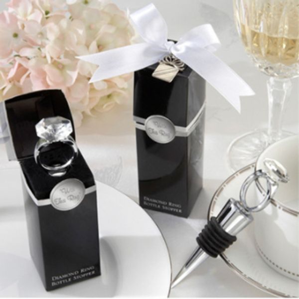 Italian wedding return gift red wine plug metal diamond ring wine plug Hotel use of liquor tools