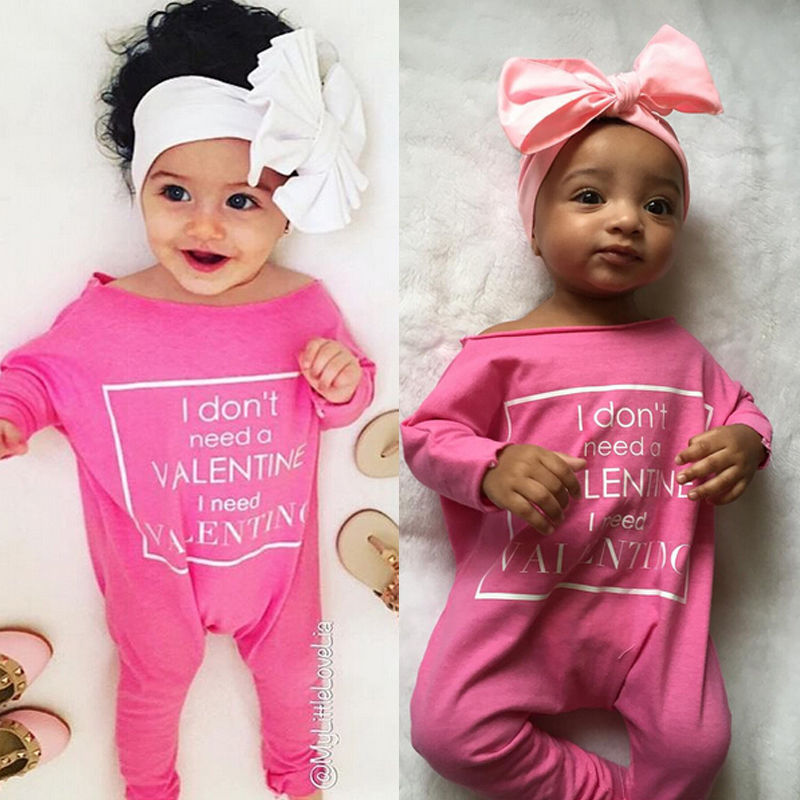 Emmababy Newborn baby girl pink romper Infant Kids Baby Girls cotton letter long sleeve spring Rompers Jumpsuit Clothes Outfits