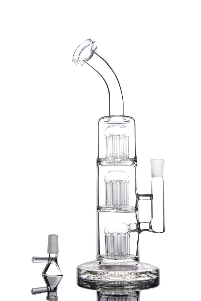 clear bong glass Triple chamber hookahs water pipe with three Tree percolators oil dab rigs glass tube