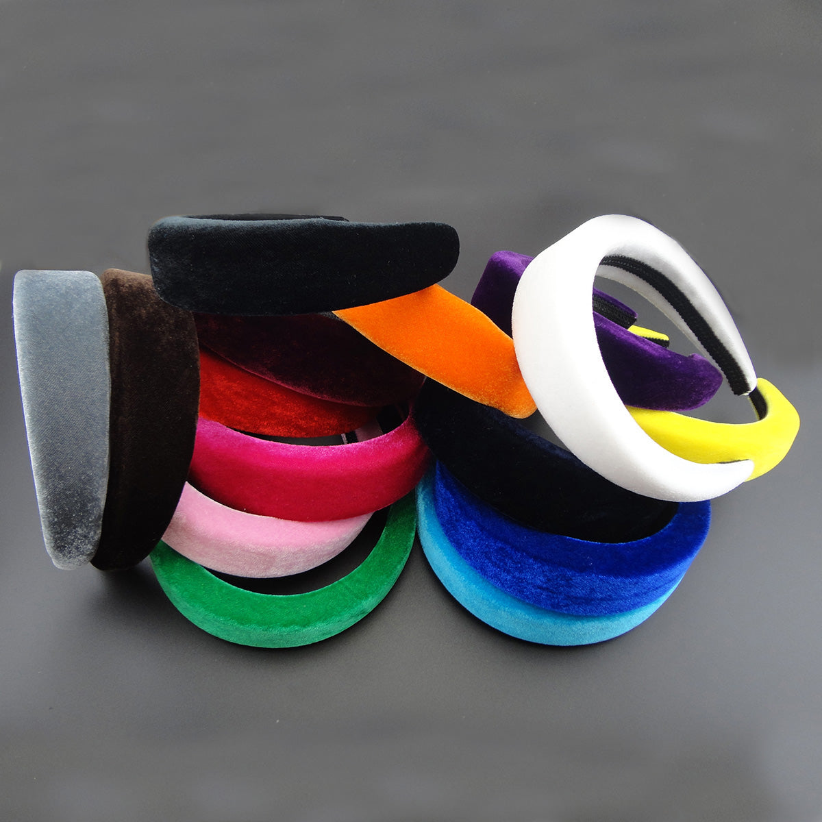 5PCS 4.0cm Thick sponge filled Velvet Fabric Covered Plastic headbands hair Hoops for women Hot Chunky hairbands