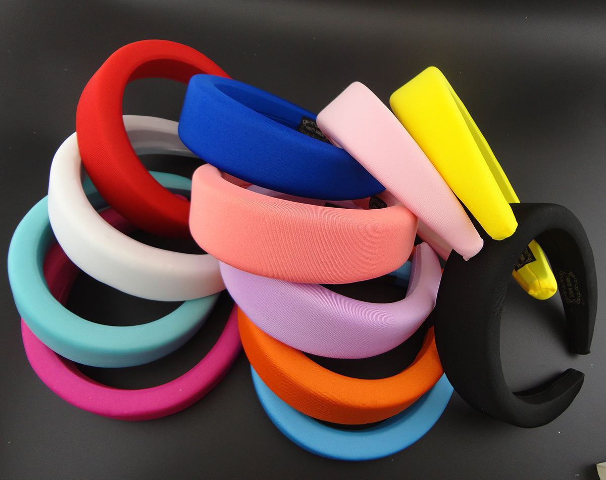 5PCS 4.0cm Thick sponge fill Silk Fabric Covered Plastic headbands hair Hoops for women wide Chunky hairbands