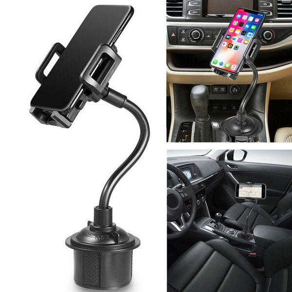 360 Degree Rotatable Cell Phone Holder Car Cup Phone Holder Mount 2-in-1 Car Cradles Adjustable Gooseneck Holders for iPhone Samsung Huawei