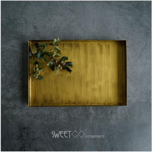 Dessert trays Home Polygonal Desktop Combination Dinnerware plates Geometric Metal Fruit Retro-Golden Drawing Tray