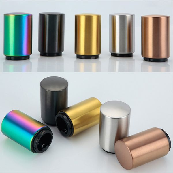 Colorful Stainless Steel Bottle Openers Wedding Party Opener Kitchen Tools Easy Press Push Down Automatic Opener Soda Cap WX9-1473