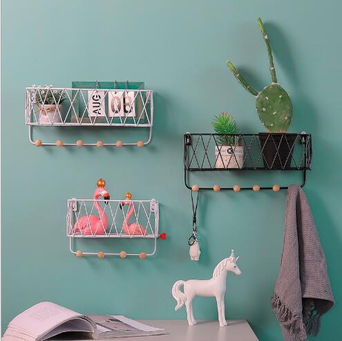 Nordic Simple Iron Mesh Storage Holders Wall Placement Frame Home Finishing Frames Hook Basket