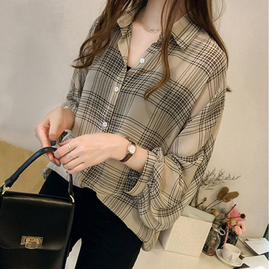 Brand Designer Plus Size Blouse Shirt Fashion Women Tops and Blouses 2019 Long Sleeve Female Shirt Striped Plaid OL Women Blusas