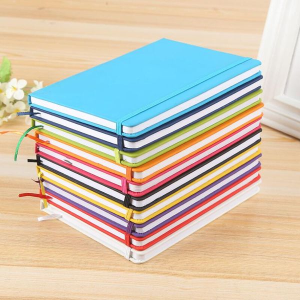 Hardcover Notebook A5 College Ruled Thick Classic Writing Notebook PU Leather with Pocket Elastic Closure Banded 13.8*20.7-100sheets LX8112