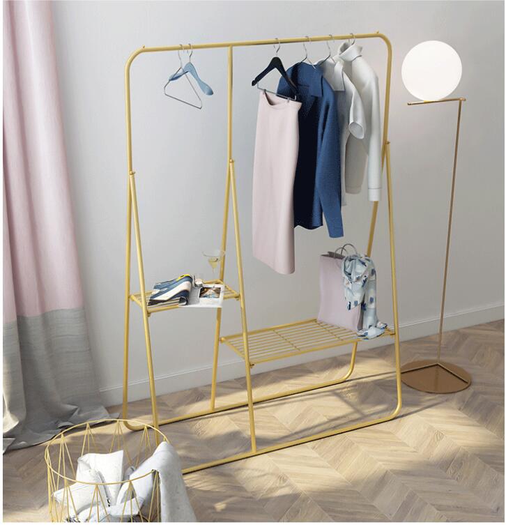 Clothing Shopping Rack Bedroom Furniture Clothes Shop Golden Racks store Window Bag Show shelf Cloth Side Hanging