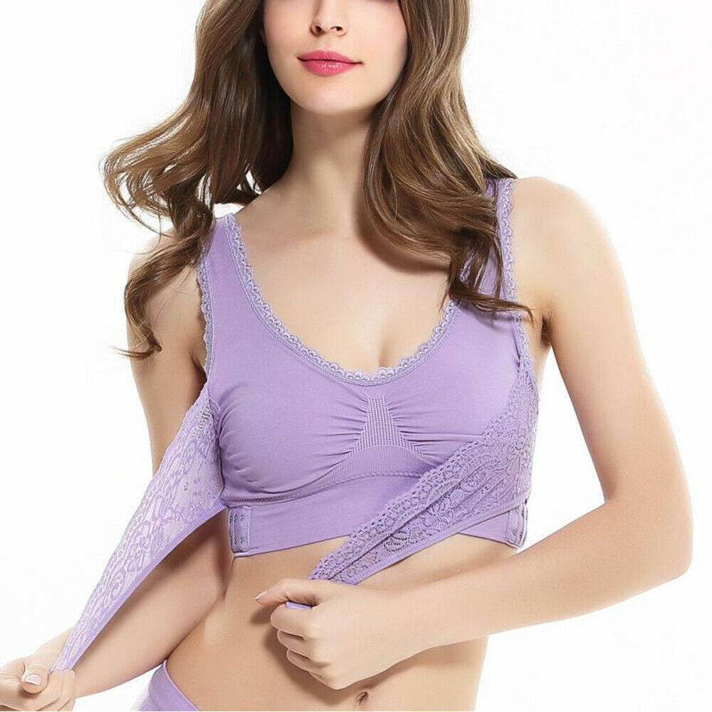 Lace Solid Color Cross Side Buckle Without Rims Gathered Sports Underwear Sleep Bra New Lingerie Wireless Push Up For Women