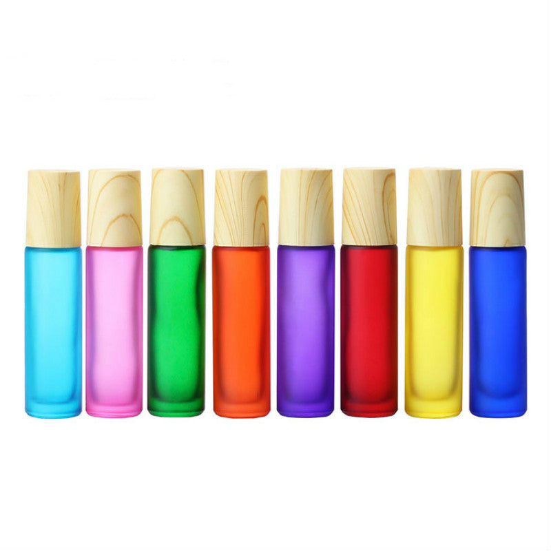 10 ml Essential Oil Bottle Roll on Bottle Stainless Steel Roller Wood Grain Cover Refillable Perfume Bottle DHL Free Shipping P231