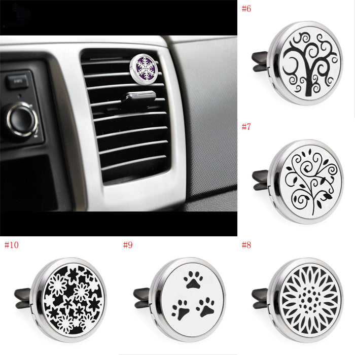 30mm Stainless Steel Fragrance Air Car Vent Clip Air Freshener Essential Oil Perfume Diffuser with Washable Felt Refill Pads