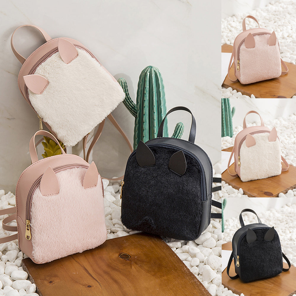 Women Mini Backpack Shoulder School Travel PU Bag Purse PU Leather Zipper Bags Casual Backpacks Shoulder Bags Black Pink White