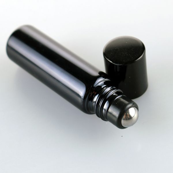 5ML Glass +Metal Essential Oil Roller Bottles Aromatherapy Perfumes Lip Glass Roll on Bottle Gold-Silver-Black Color